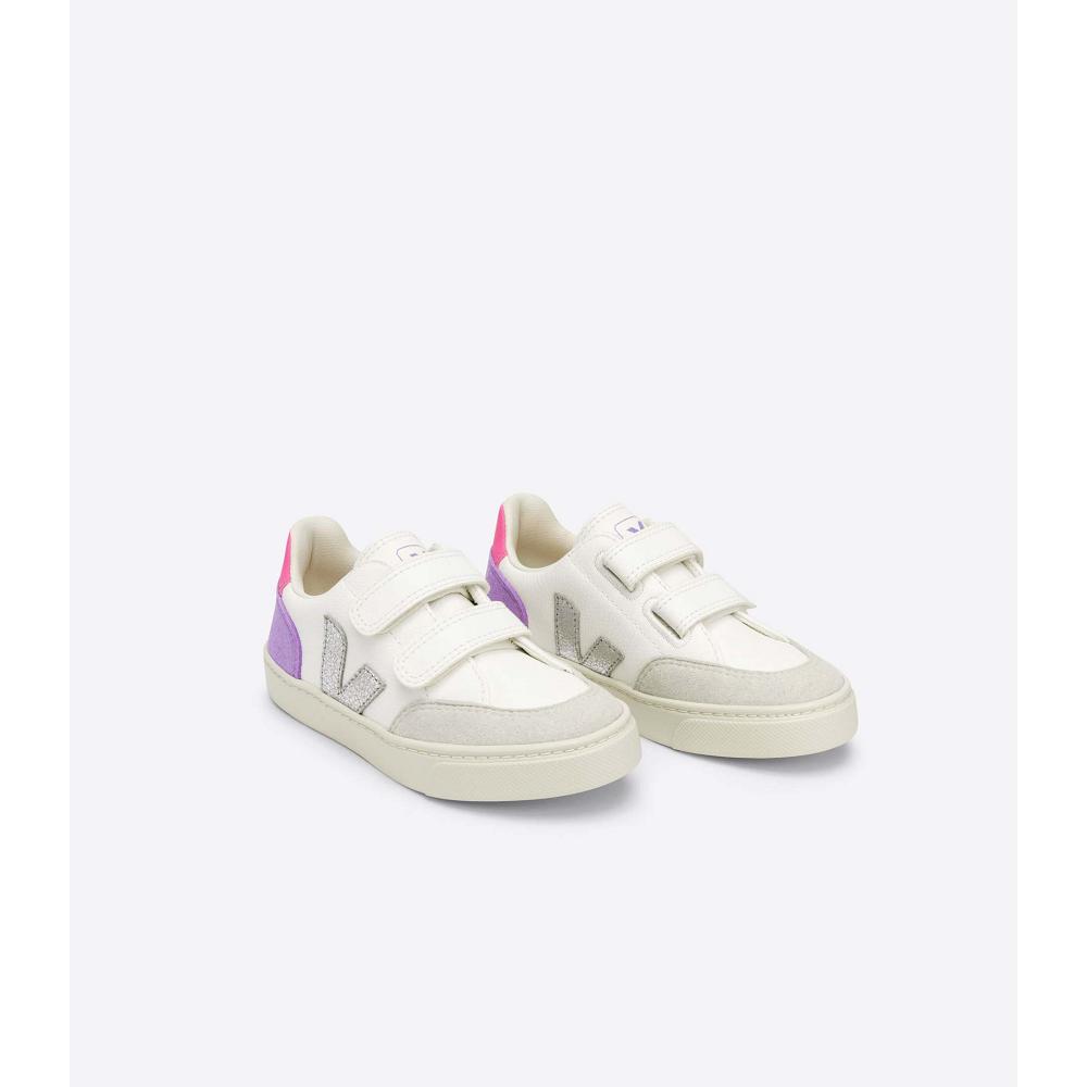 Veja V-12 CHROMEFREE Kids' Shoes White/Purple | CA 749KOR